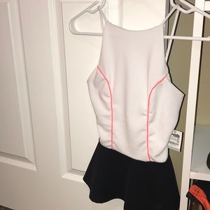 NWT White/Black/Pink Peplum Shirt Charlotte Russe